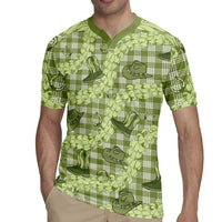 Lime Palaka Hawaii Cowboy Rugby Jersey Puakenikeni Lei Paniolo Papale Seamless Vibes LT14 - Polynesian Pride