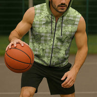 Lime Palaka Hawaii Cowboy Sleeveless Zip Hoodie Puakenikeni Lei Paniolo Papale Seamless Vibes - Polynesian Pride