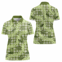 Lime Palaka Hawaii Cowboy Women Polo Shirt Puakenikeni Lei Paniolo Papale Seamless Vibes - Polynesian Pride