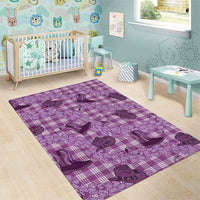 Purple Palaka Hawaii Cowboy Area Rug Puakenikeni Lei Paniolo Papale Seamless Vibes - Polynesian Pride