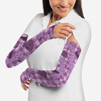 Purple Palaka Hawaii Cowboy Arm Sleeves Puakenikeni Lei Paniolo Papale Seamless Vibes - Polynesian Pride