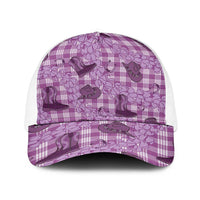Purple Palaka Hawaii Cowboy Baseball Net Cap Puakenikeni Lei Paniolo Papale Seamless Vibes LT14 One Size White Purple - Polynesian Pride