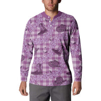 Purple Palaka Hawaii Cowboy Button Sweatshirt Puakenikeni Lei Paniolo Papale Seamless Vibes LT14 - Polynesian Pride