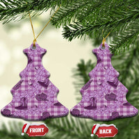 Purple Palaka Hawaii Cowboy Ceramic Ornament Puakenikeni Lei Paniolo Papale Seamless Vibes - Polynesian Pride