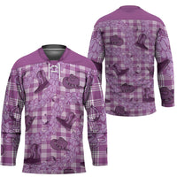 Purple Palaka Hawaii Cowboy Hockey Jersey Puakenikeni Lei Paniolo Papale Seamless Vibes - Polynesian Pride
