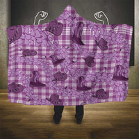 Purple Palaka Hawaii Cowboy Hooded Blanket Puakenikeni Lei Paniolo Papale Seamless Vibes - Polynesian Pride