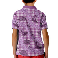 Purple Palaka Hawaii Cowboy Kid Polo Shirt Puakenikeni Lei Paniolo Papale Seamless Vibes - Polynesian Pride