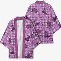 Purple Palaka Hawaii Cowboy Kimono Puakenikeni Lei Paniolo Papale Seamless Vibes - Polynesian Pride