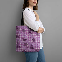 Purple Palaka Hawaii Cowboy Tote Bag Puakenikeni Lei Paniolo Papale Seamless Vibes - Polynesian Pride