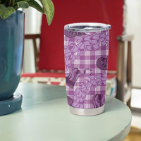Purple Palaka Hawaii Cowboy Tumbler Cup Puakenikeni Lei Paniolo Papale Seamless Vibes - Polynesian Pride