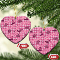 Pink Palaka Hawaii Cowboy Ceramic Ornament Puakenikeni Lei Paniolo Papale Seamless Vibes - Polynesian Pride