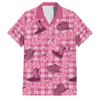 Pink Palaka Hawaii Cowboy Family Matching Short Sleeve Bodycon Dress and Hawaiian Shirt Puakenikeni Lei Paniolo Papale Seamless Vibes - Polynesian Pride