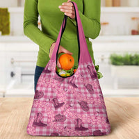 Pink Palaka Hawaii Cowboy Grocery Bag Puakenikeni Lei Paniolo Papale Seamless Vibes - Polynesian Pride