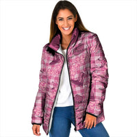Pink Palaka Hawaii Cowboy Padded Jacket Puakenikeni Lei Paniolo Papale Seamless Vibes - Polynesian Pride