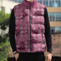 Pink Palaka Hawaii Cowboy Sleeveless Puffer Jacket Puakenikeni Lei Paniolo Papale Seamless Vibes - Polynesian Pride
