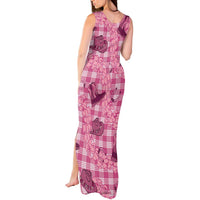 Pink Palaka Hawaii Cowboy Tank Maxi Dress Puakenikeni Lei Paniolo Papale Seamless Vibes - Polynesian Pride