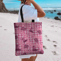 Pink Palaka Hawaii Cowboy Tote Bag Puakenikeni Lei Paniolo Papale Seamless Vibes - Polynesian Pride