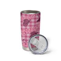 Pink Palaka Hawaii Cowboy Tumbler Cup Puakenikeni Lei Paniolo Papale Seamless Vibes - Polynesian Pride
