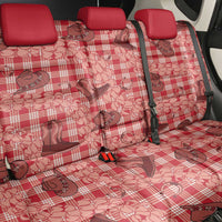 Red Palaka Hawaii Cowboy Back Car Seat Cover Puakenikeni Lei Paniolo Papale Seamless Vibes - Polynesian Pride