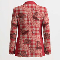 Red Palaka Hawaii Cowboy Blazer Puakenikeni Lei Paniolo Papale Seamless Vibes - Polynesian Pride