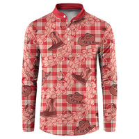 Red Palaka Hawaii Cowboy Button Sweatshirt Puakenikeni Lei Paniolo Papale Seamless Vibes LT14 Red - Polynesian Pride