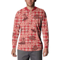 Red Palaka Hawaii Cowboy Button Sweatshirt Puakenikeni Lei Paniolo Papale Seamless Vibes LT14 - Polynesian Pride