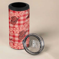 Red Palaka Hawaii Cowboy 4 in 1 Can Cooler Tumbler Puakenikeni Lei Paniolo Papale Seamless Vibes - Polynesian Pride