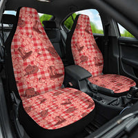 Red Palaka Hawaii Cowboy Car Seat Cover Puakenikeni Lei Paniolo Papale Seamless Vibes - Polynesian Pride
