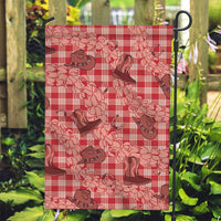 Red Palaka Hawaii Cowboy Garden Flag Puakenikeni Lei Paniolo Papale Seamless Vibes - Polynesian Pride