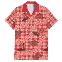 Red Palaka Hawaii Cowboy Hawaiian Shirt Puakenikeni Lei Paniolo Papale Seamless Vibes - Polynesian Pride