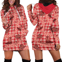 Red Palaka Hawaii Cowboy Hoodie Dress Puakenikeni Lei Paniolo Papale Seamless Vibes - Polynesian Pride