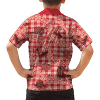 Red Palaka Hawaii Cowboy Kid Hawaiian Shirt Puakenikeni Lei Paniolo Papale Seamless Vibes - Polynesian Pride