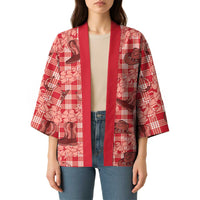 Red Palaka Hawaii Cowboy Kimono Puakenikeni Lei Paniolo Papale Seamless Vibes - Polynesian Pride