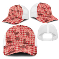 Red Palaka Hawaii Cowboy Mesh Trucker Cap Puakenikeni Lei Paniolo Papale Seamless Vibes LT14 - Polynesian Pride