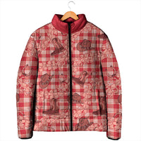 Red Palaka Hawaii Cowboy Padded Jacket Puakenikeni Lei Paniolo Papale Seamless Vibes - Polynesian Pride