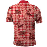 Red Palaka Hawaii Cowboy Polo Shirt Puakenikeni Lei Paniolo Papale Seamless Vibes - Polynesian Pride