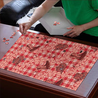 Red Palaka Hawaii Cowboy Puzzle Puakenikeni Lei Paniolo Papale Seamless Vibes - Polynesian Pride