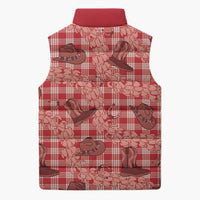 Red Palaka Hawaii Cowboy Sleeveless Puffer Jacket Puakenikeni Lei Paniolo Papale Seamless Vibes - Polynesian Pride