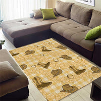 Yellow Palaka Hawaii Cowboy Area Rug Puakenikeni Lei Paniolo Papale Seamless Vibes - Polynesian Pride