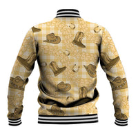 Yellow Palaka Hawaii Cowboy Baseball Jacket Puakenikeni Lei Paniolo Papale Seamless Vibes - Polynesian Pride