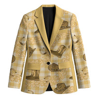 Yellow Palaka Hawaii Cowboy Blazer Puakenikeni Lei Paniolo Papale Seamless Vibes - Polynesian Pride