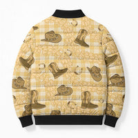 Yellow Palaka Hawaii Cowboy Bomber Puffer Jacket Puakenikeni Lei Paniolo Papale Seamless Vibes - Polynesian Pride