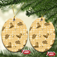 Yellow Palaka Hawaii Cowboy Ceramic Ornament Puakenikeni Lei Paniolo Papale Seamless Vibes - Polynesian Pride