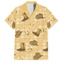 Yellow Palaka Hawaii Cowboy Family Matching Short Sleeve Bodycon Dress and Hawaiian Shirt Puakenikeni Lei Paniolo Papale Seamless Vibes - Polynesian Pride