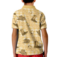 Yellow Palaka Hawaii Cowboy Kid Polo Shirt Puakenikeni Lei Paniolo Papale Seamless Vibes - Polynesian Pride