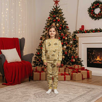 Yellow Palaka Hawaii Cowboy Christmas Pajama Set Puakenikeni Lei Paniolo Papale Seamless Vibes - Polynesian Pride