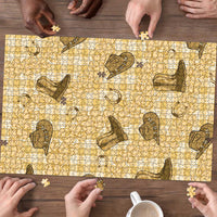 Yellow Palaka Hawaii Cowboy Puzzle Puakenikeni Lei Paniolo Papale Seamless Vibes - Polynesian Pride