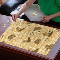 Yellow Palaka Hawaii Cowboy Puzzle Puakenikeni Lei Paniolo Papale Seamless Vibes - Polynesian Pride