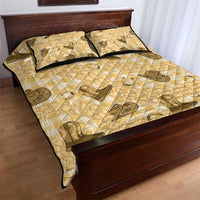 Yellow Palaka Hawaii Cowboy Quilt Bed Set Puakenikeni Lei Paniolo Papale Seamless Vibes - Polynesian Pride