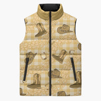 Yellow Palaka Hawaii Cowboy Sleeveless Puffer Jacket Puakenikeni Lei Paniolo Papale Seamless Vibes - Polynesian Pride